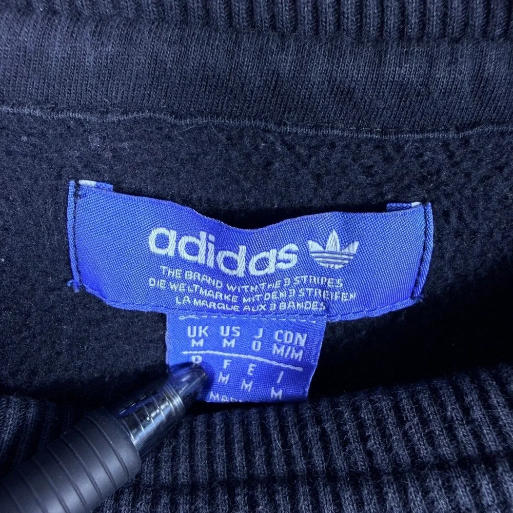 Adidas Sweatshirt Mens Size Medium Trefoil Graphic Raglan‎ Pullover Black